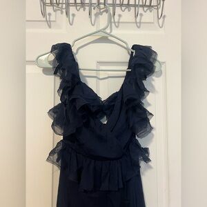 Lulus Navy Ruffle Dress